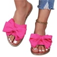 thumbnail image 2 of Domuza Women's Bow Knot Slides Open Toe Flat Sandals 2026 Summer Slip On Slippers Hot Pink 7.5（EU-39）, 2 of 5