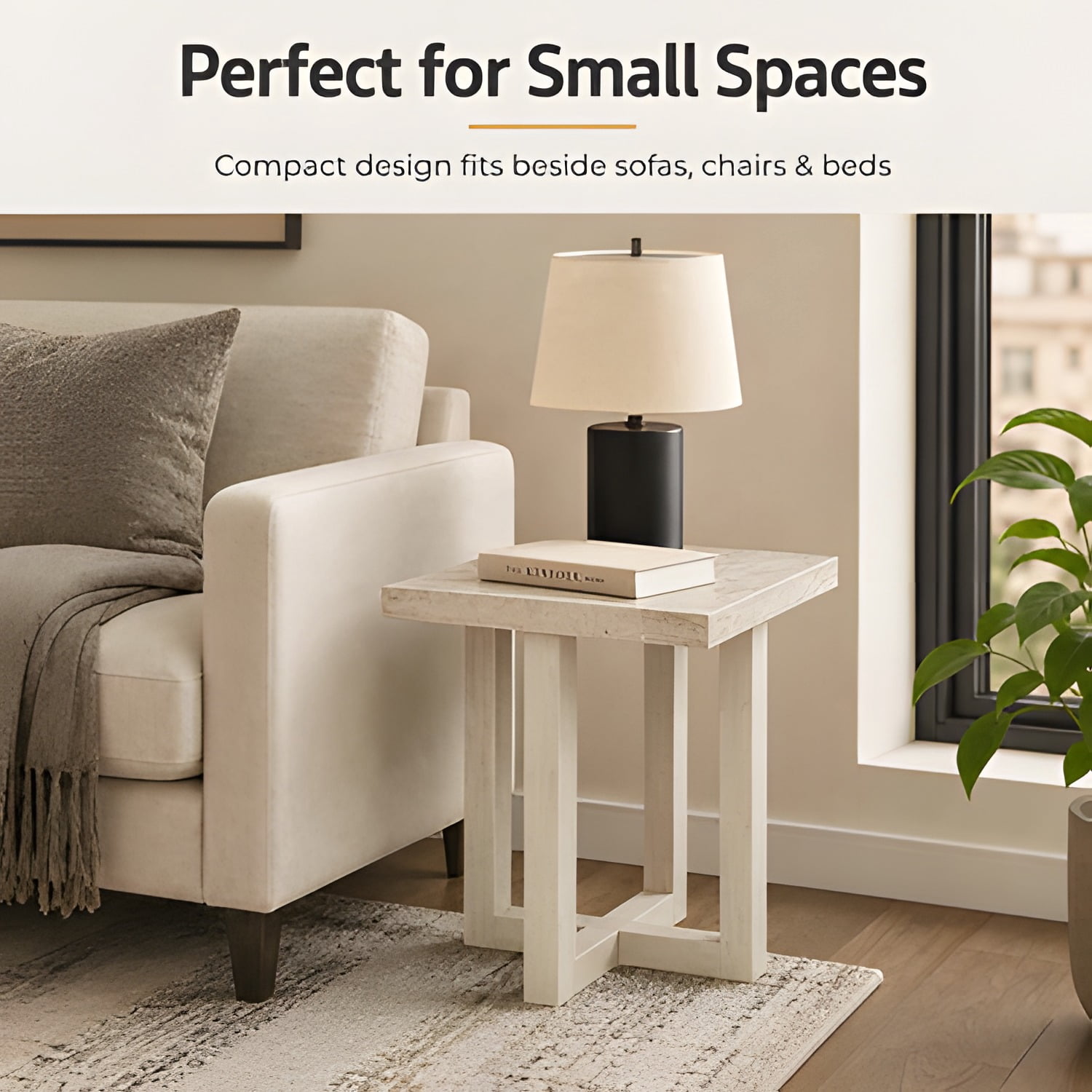 End Table, Weathered Gray and Beige