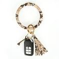 thumbnail image 6 of Kasmotion Leather Keychain Bracelet Leopard Snake Leather Fashion Boho Keyring Round Unique Floral Keychain with Tassel, 6 of 7