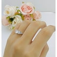 thumbnail image 4 of Vintage Style Round Three Stone Ring Cubic Zirconia White Tone 925 Sterling Silver, Size 9, 4 of 7