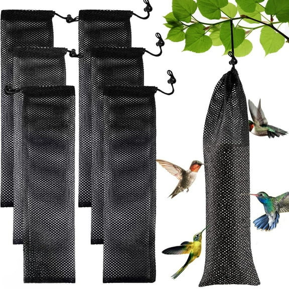 Trianu 6 Pcs Finch Sock Feeder for Outdoor, Thistle Seed Feeder Sacks, Wild Bird Food Supply Tools for Garden Yard Wild Finch Feeding (3.9" x 15.7", Black)