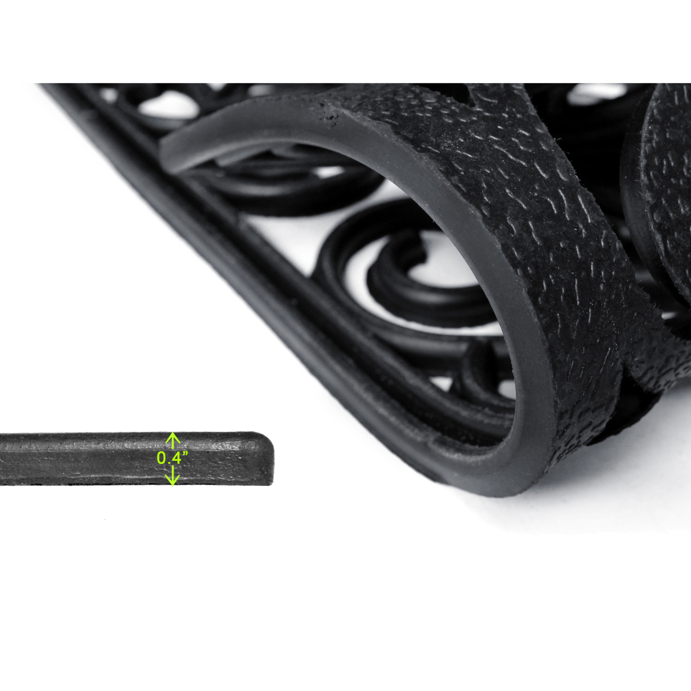 RugSmith Black Moulded Vines Half-round Rubber Doormat, 24"x36"
