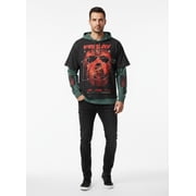 Friday the 13th Men's Halloween Layered Look Graphic Tee with Long Sleeve Hoodie, Sizes XS-3XL