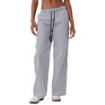 thumbnail image 2 of Aojekbee Women’s Striped Print Pants Drawstring Elastic Waist Wide Leg Pants Loose Lounge Pants, 2 of 10