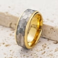 thumbnail image 4 of 8mm Hammered Tungsten Carbide Rings for Men Silver Gold Two-Tone Wedding Band with Step Edges, 4 of 5