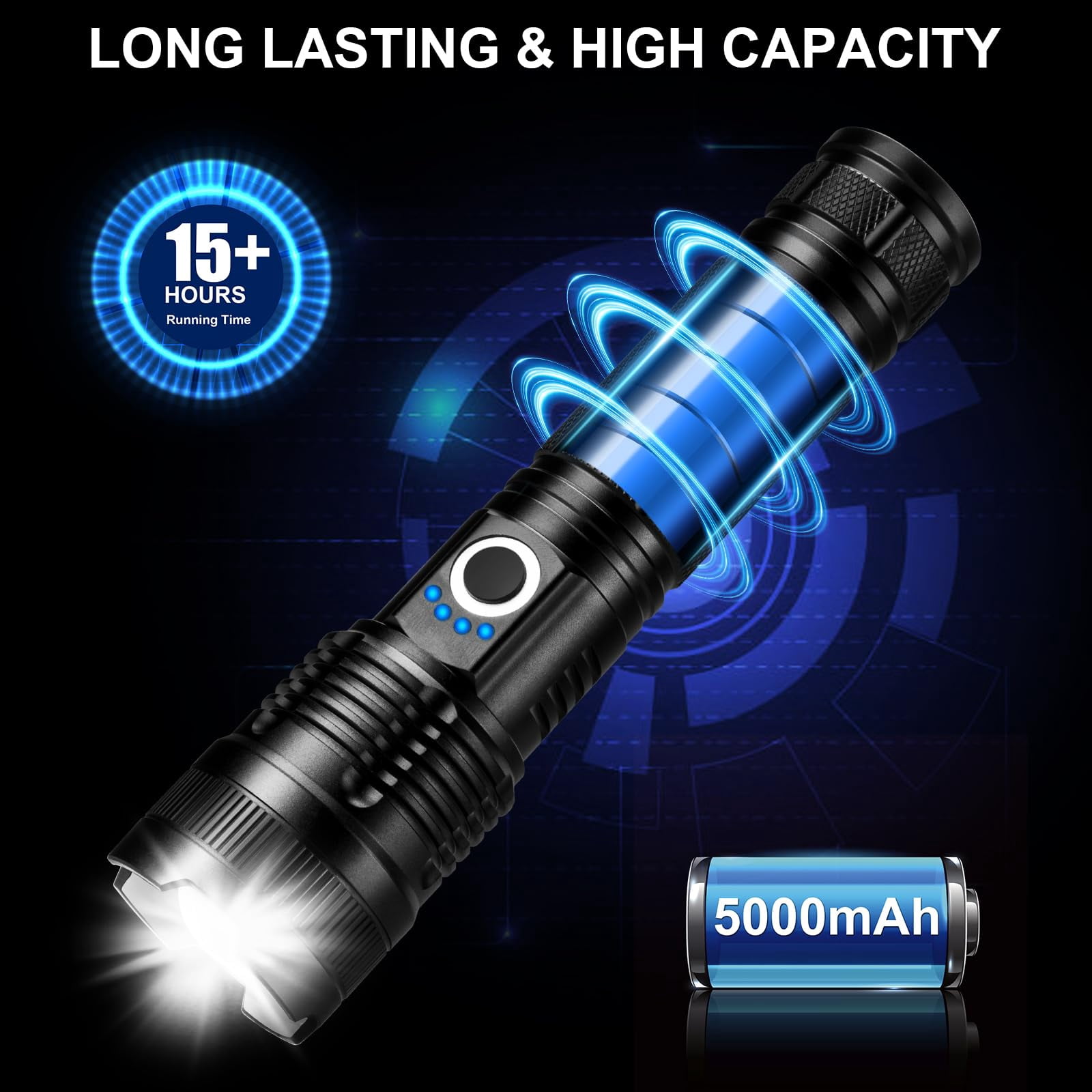 3 Pack Rechargeable Flashlights High Lumens  990000lm Super Bright Led Flashlight Adjustable Flash Light With 5 Modes & Usb Cable Waterproof Handheld For Home Camping Outdoor