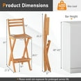 thumbnail image 3 of Gymax Outdoor Folding Bar Stools w/ Backrest Footrest Wooden Barstools Natural, 3 of 9