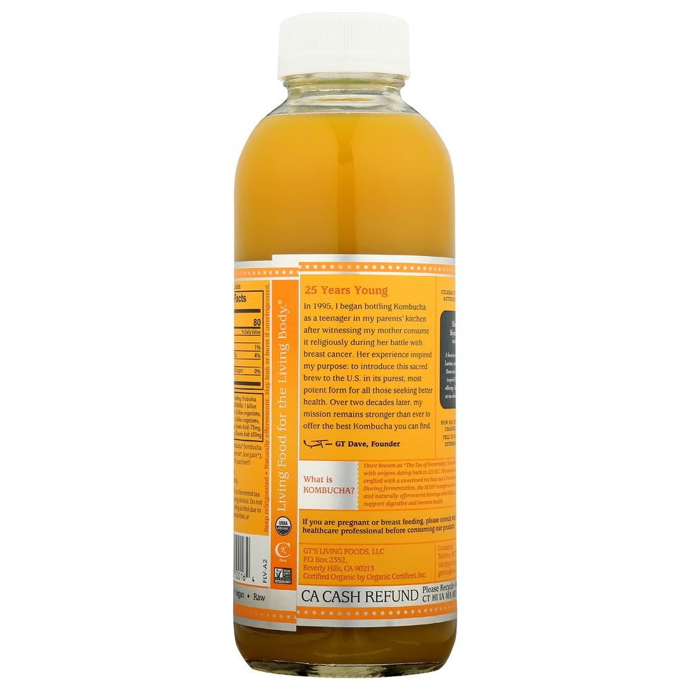 Gts kombucha nutrition label