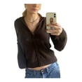 thumbnail image 2 of Douhoow Women Knitted Hooded Cardigan Casual Solid Color Zipper Drawstring Sweater, 2 of 9