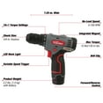 thumbnail image 3 of Hyper Tough 12V Max Cordless 3/8-inch Drill Driver 50-Piece Project Kit with 1.5Ah Lithium-Ion Battery, Charger, and Storage Bag, 3 of 13