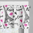 thumbnail image 3 of Ambesonne Paris Valance Pack of 2, Pink Kiss Eiffel Love, 54"X18", White Black Pink, 3 of 5