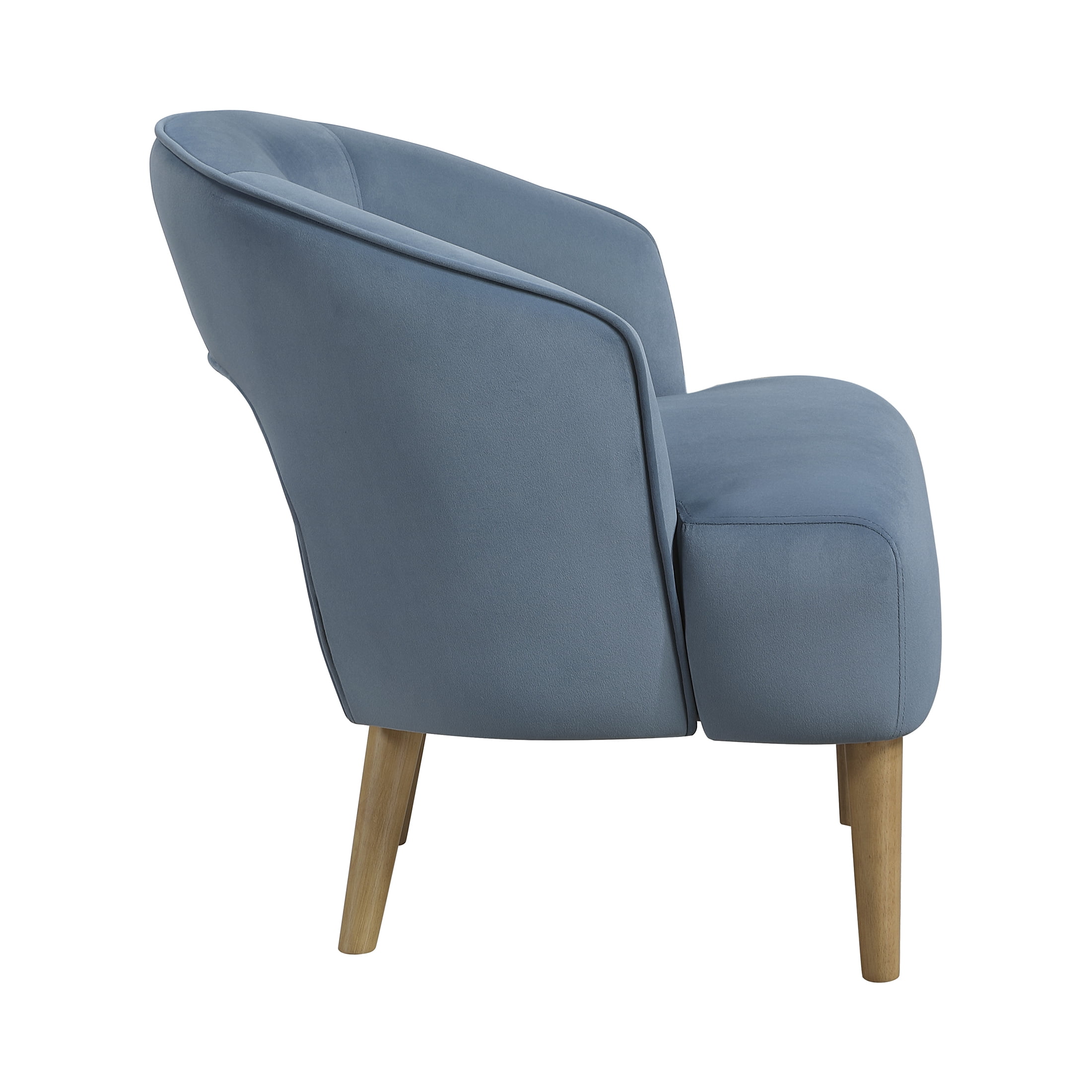 OakvillePark Mirawood Velvet Barrel Accent Chair, Blue