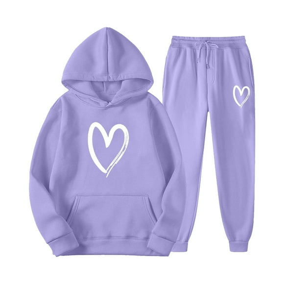 Wyzesi Jumpsuit for Women Club Winter Women's Hooded Sweatshirt Set Loose Solid Color Love Heart Plus Velvet Casual Tracksuit Knee Length Yoga Shorts Suit Board Shorts Suit for Women Swim Plus