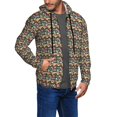 thumbnail image 2 of Wukai Doodle Food Print Men's Zip-Up Hoodie,Fleece Full-Zip Hoodie for Men, Hooded Sweatshirt-3X-Large, 2 of 5