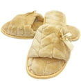 thumbnail image 2 of Lavra Women's Plush Open Toe Slippers | Velvet Velour House Shoes for Ladies, 2 of 5