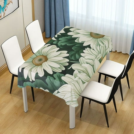 

ALAZA Daisy White Green Rectangle Tablecloth Tablecover Dinning Table Cloth 60 x90