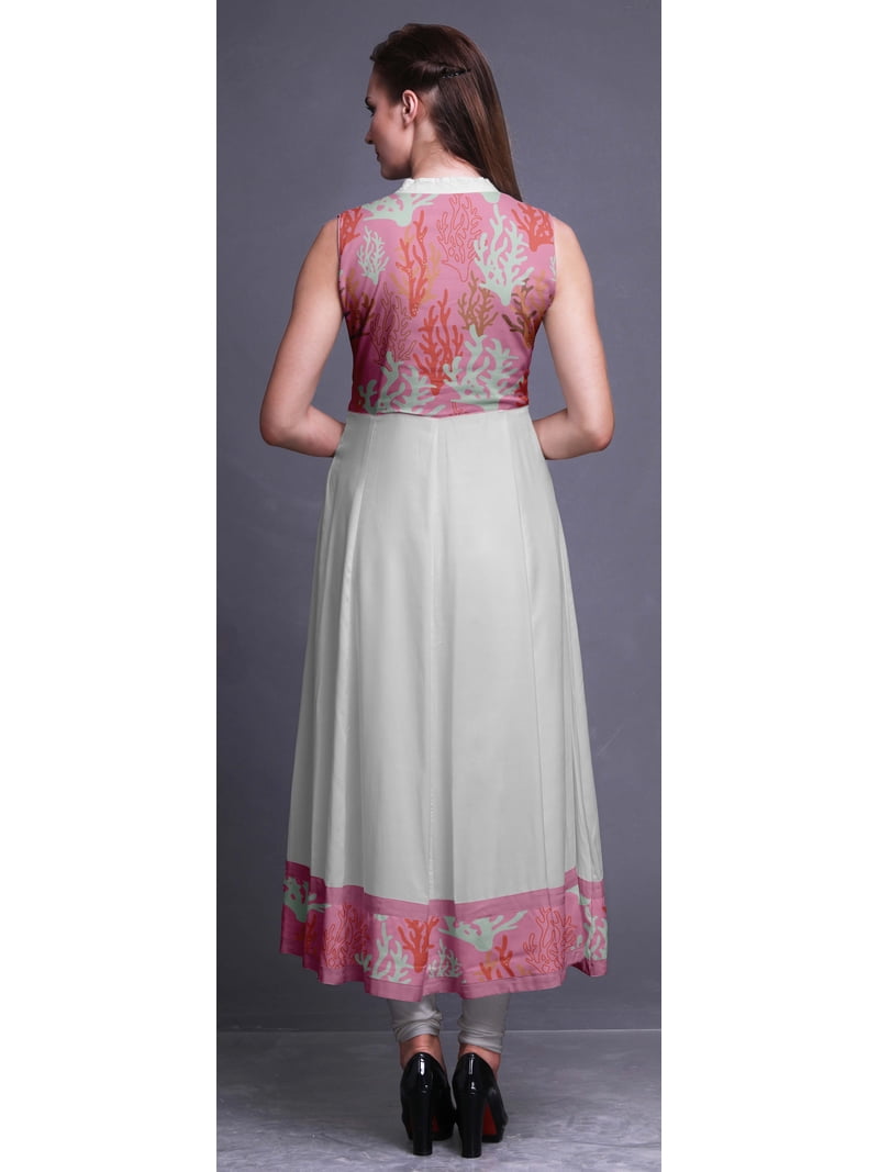 Bimba Light Pink2 Ocean Anarkali Dress Mandarin Collar Sleeveless Kurtis  for Women Print Maxi Dress X-Large - Walmart.com