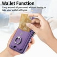 thumbnail image 4 of Nalacover Wallet Case for iPhone XR, Premium Leather Case with Card Holder, 360°Rotation Ring Kickstand, RFID Blocking Protective Magnetic Back Clsoure Case, Purple, 4 of 11