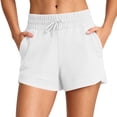 thumbnail image 2 of CQONEPT Women's Athletic Shorts Loose Fit Elastic Waist Drawstring Summer Running Comfy Gym Yoga Shorts with Pockets White S, 2 of 7