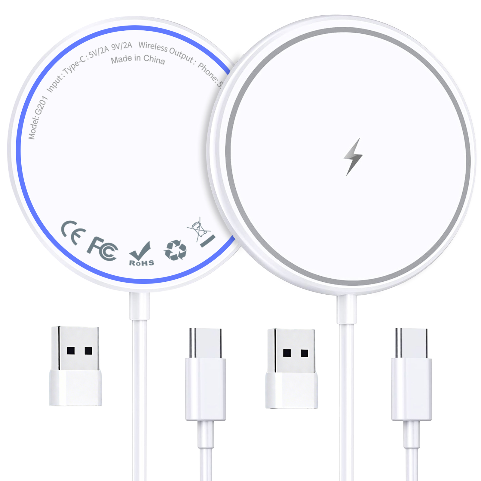 Magnetic Wireless Charger 2 Pack, 15W Fast Magnetic Wireless Charging Pad Charger Pad Compatible for iPhone17/ 16/15/14/13/12 Pro Max Plus, Strong Magnet Charging Pad with USB-C Cable (White)