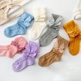 thumbnail image 5 of Girls Socks Toddler Tights Calf socks, Bowknot Thin Spring Summer Mesh Socks, 4 Pairs, 5 of 5