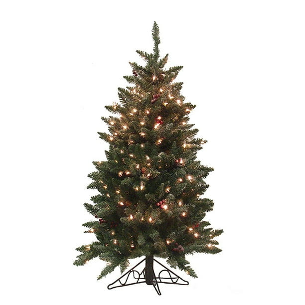 Vickerman 4.5' Prelit Artificial Christmas Tree Slim Frosted Edina