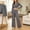 Gray, variant on Kyntgho Women's Cotton 2 Piece Lounge Set, Long Sleeve Crew Neck Crop Top and Cropped Wide Leg Pants, Casual Matching Outfit