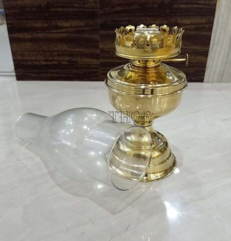 Brass Glass Oil Lamp Lantern - Maritime Collectible Home Decorative - Great for Gifting During - Weddings - Anniversaries Rustic Vintage Home Decor Gifts
