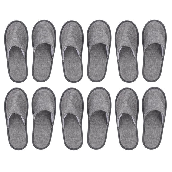 YSNOOWE 6Pairs Grey Flat Slippers For Airplane Use Men Women Portable Travel Design