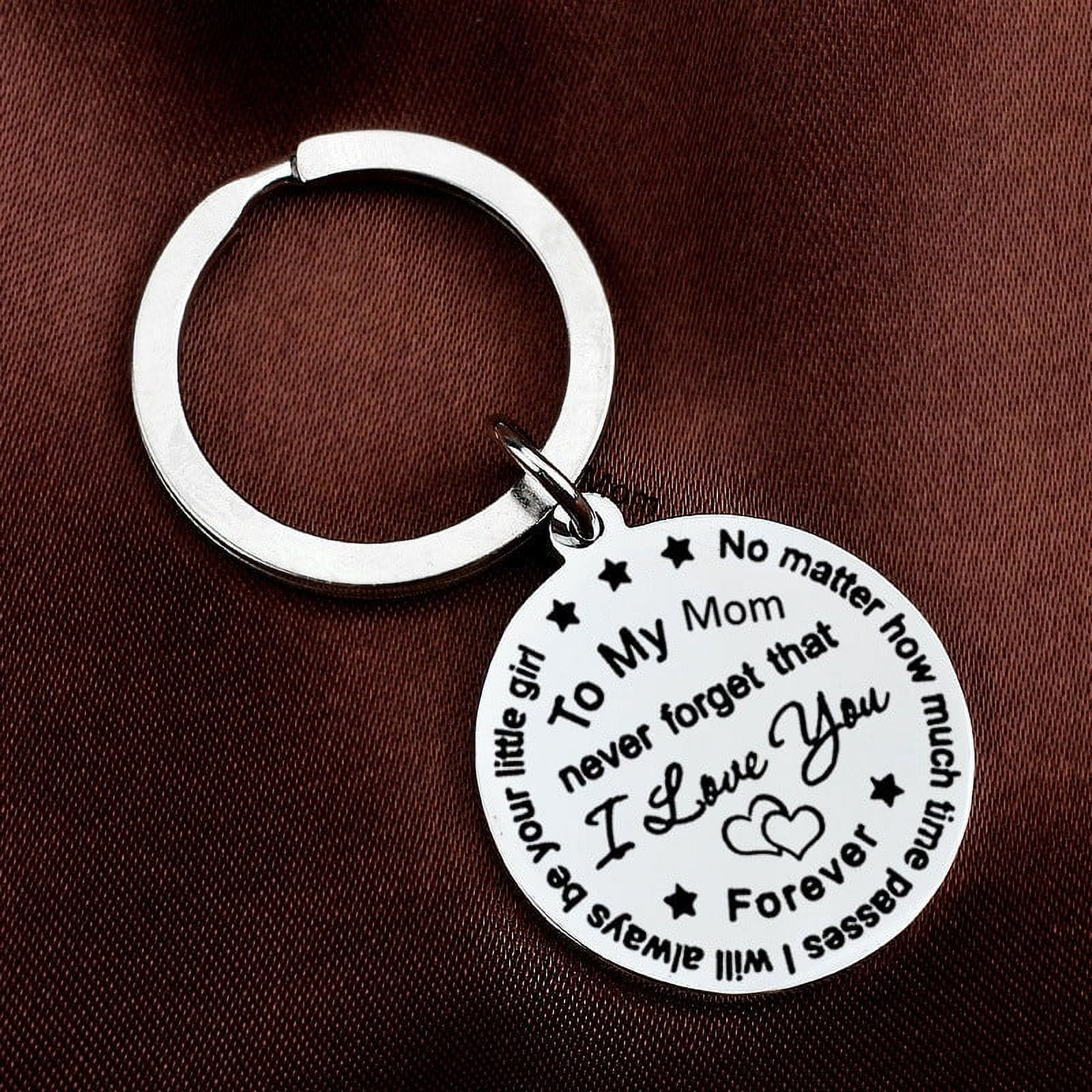 Personalized Engraved Keychain Polished Steel Key Ring Custom Laser Engraving Keepsake Present for Parents Day Gift