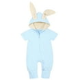 thumbnail image 1 of Gibobby Mameluco para niño Infant Toddler Boys Girls Cremallera sólida Con capucha Conejo Casual Mono Playsuit Sunsuit Ropa 18M(Azul claro, 6 Meses), 1 of 5