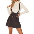 thumbnail image 2 of INSPIRE CHIC Women's  High Waist Lace Up Tie Front A-Line Mini Suspender Skirt L Coffee, 2 of 5