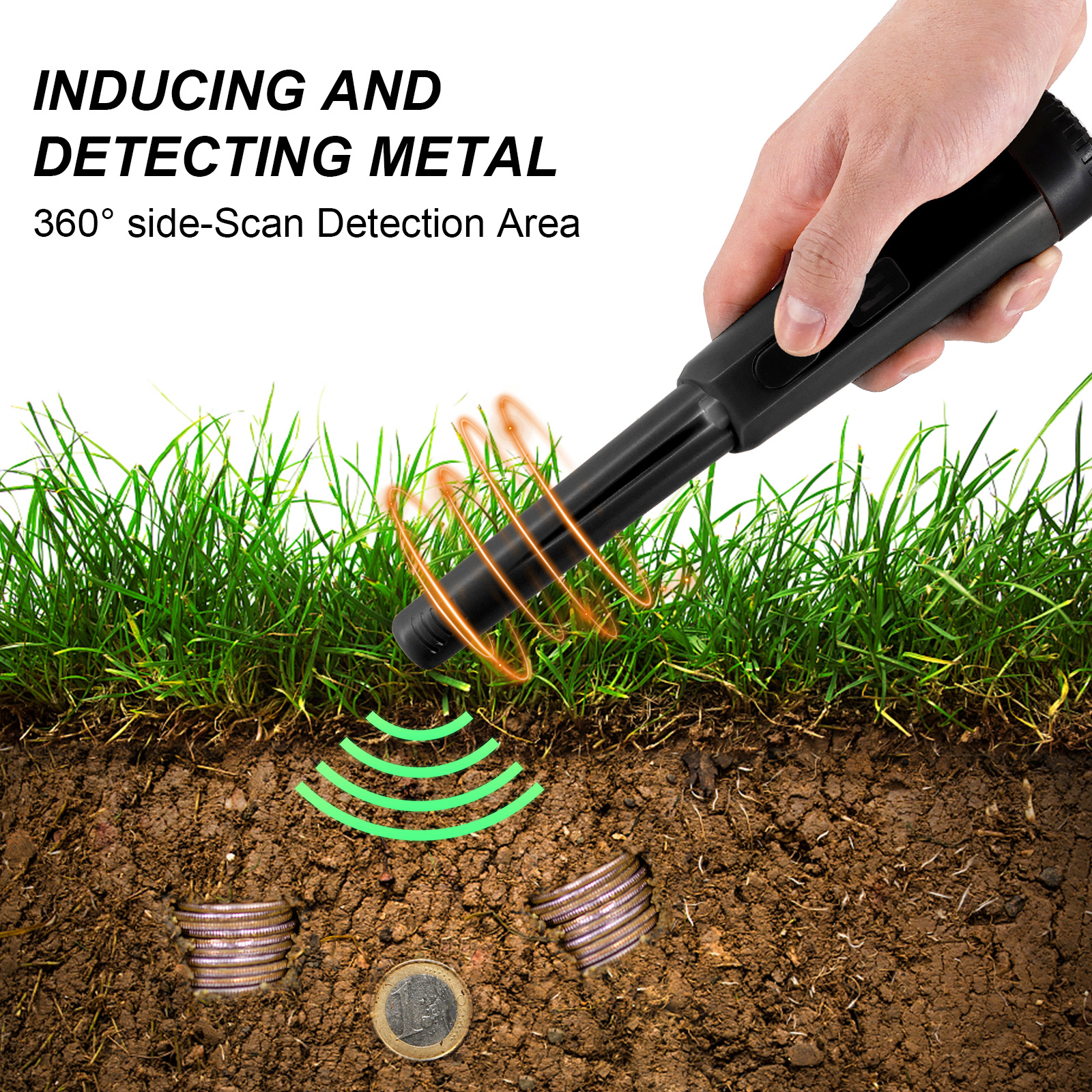 Metal Detector Pinpointer Waterproof Handheld Search Pinpointing Finder Treasure Hunting Tool Support Buzzer Vibration