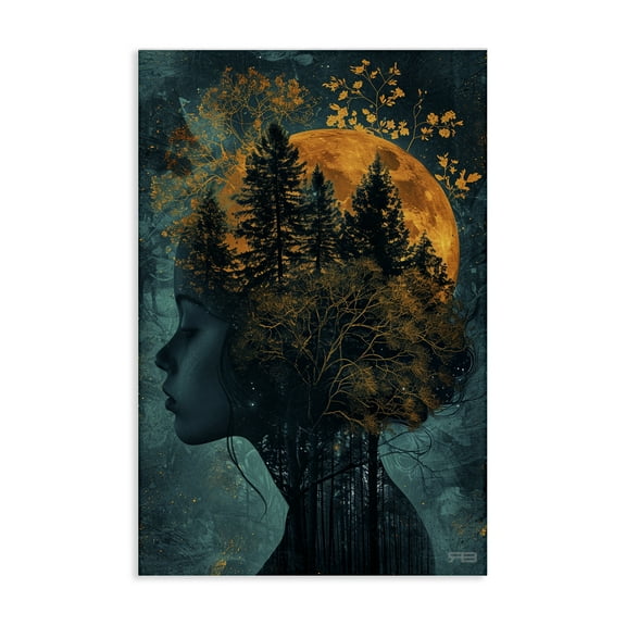 Stupell Industries Visage of Woman with Nature People Painting Wrapped Canvas Art Print Wall Art, 16 x 24