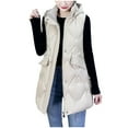 thumbnail image 5 of Leesechin Women's Long Puffer Vest Cotton Sleeveless Puffy Jacket with Removable Hood, 5 of 5