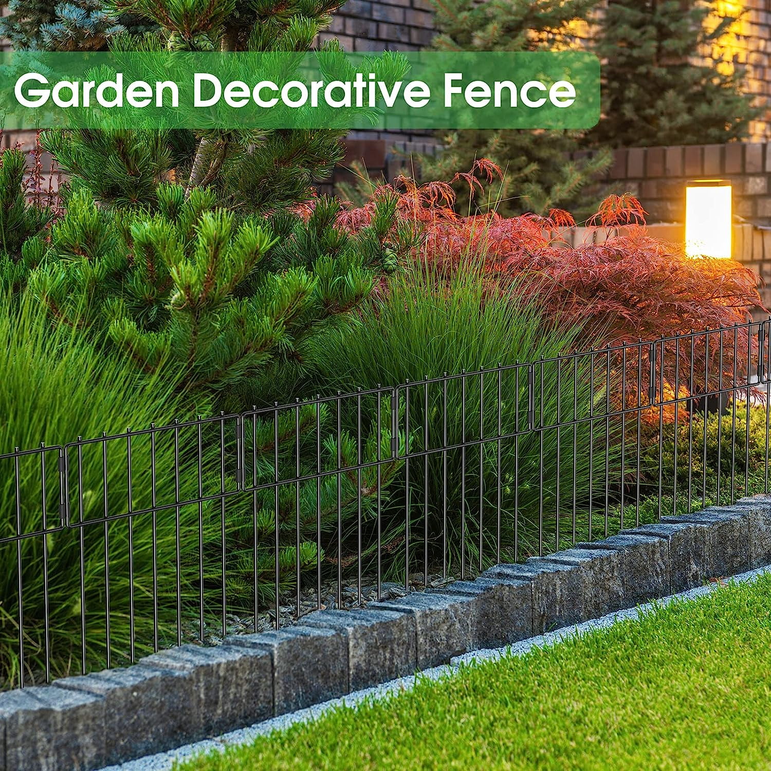 Animal Barrier Fence, Total Decorative Garden Fence , Rustproof Metal Barrier Bottom Fence, Dog Rabbits Ground Stakes Border Fence for Garden.