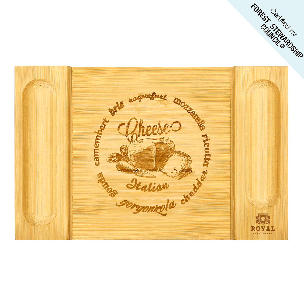 Royal Craft Wood Large Bamboo Cheese Board Gift Set / Charcuterie Board