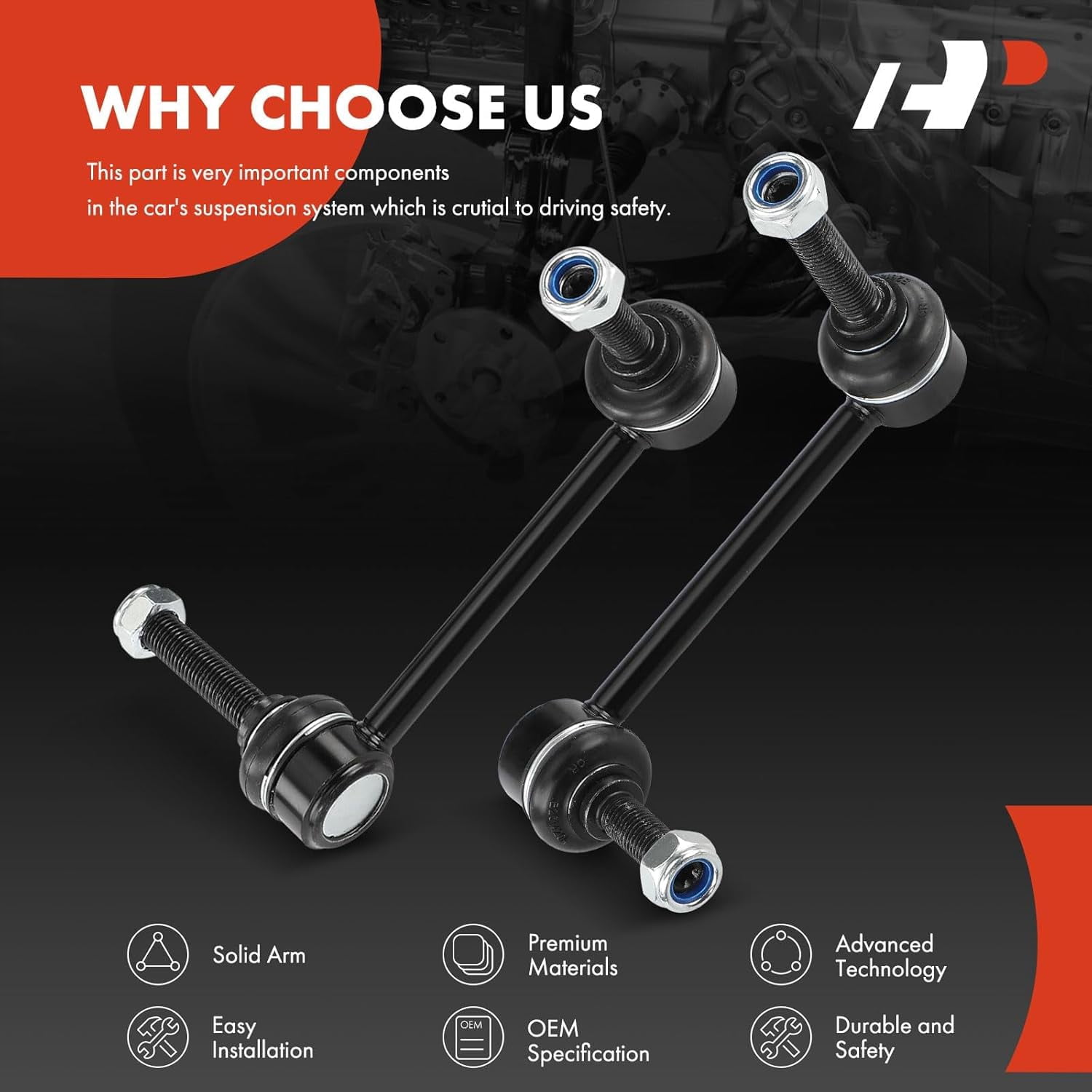 A-Premium 2 x Front Sway Bar End Links Kit, Stabilizer Bar Links Kit, Compatible with Toyota Tacoma Truck 2005-2022, 4WD or RWD, Replace # K80946 K80948