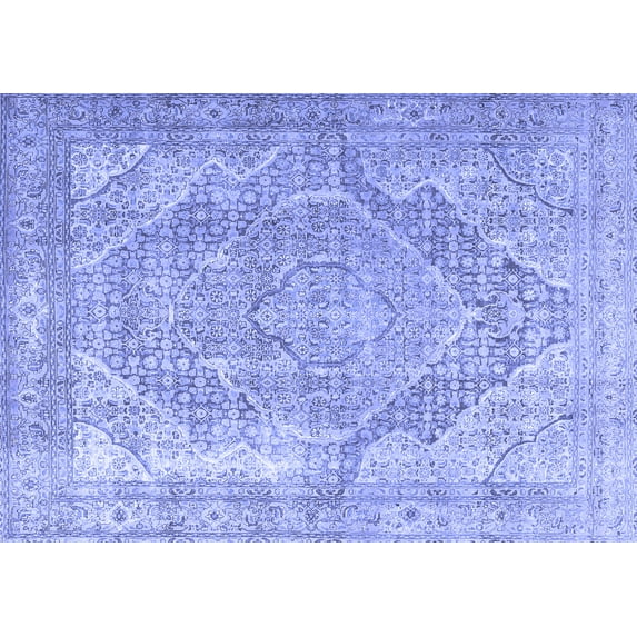 Ahgly Company Indoor Rectangle Medallion Blue Traditional Area Rugs, 2' x 5'