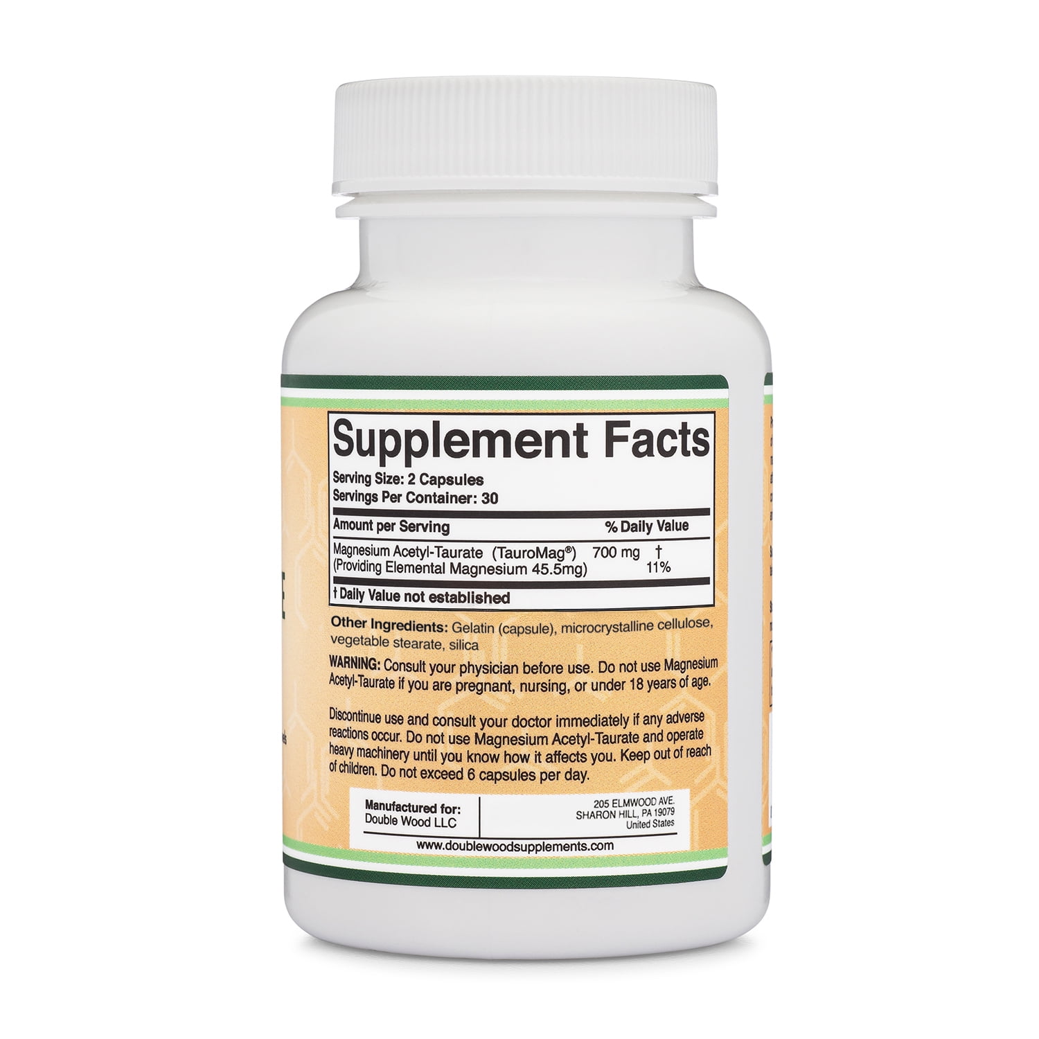 Magnesium Acetyl-Taurate - 60 x 350 mg capsules - PMS Support