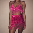thumbnail image 2 of Conjunto de traje de danza del vientre con lentejuelas para mujer - Chaleco + falda, poliéster/lentejuelas, talla única - Con borlas/ropa de fiesta, 2 of 3