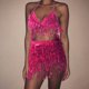 thumbnail image 2 of Conjunto de traje de danza del vientre con lentejuelas para mujer - Chaleco + falda, poliéster/lentejuelas, talla única - Con borlas/ropa de fiesta, 2 of 3