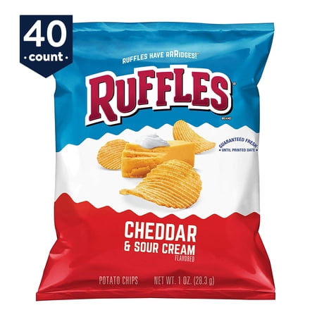 RUFFLES POTATO CHIPS, CHEDDAR & SOUR CREAM, 1 OZ BAGS, 40 COUNT