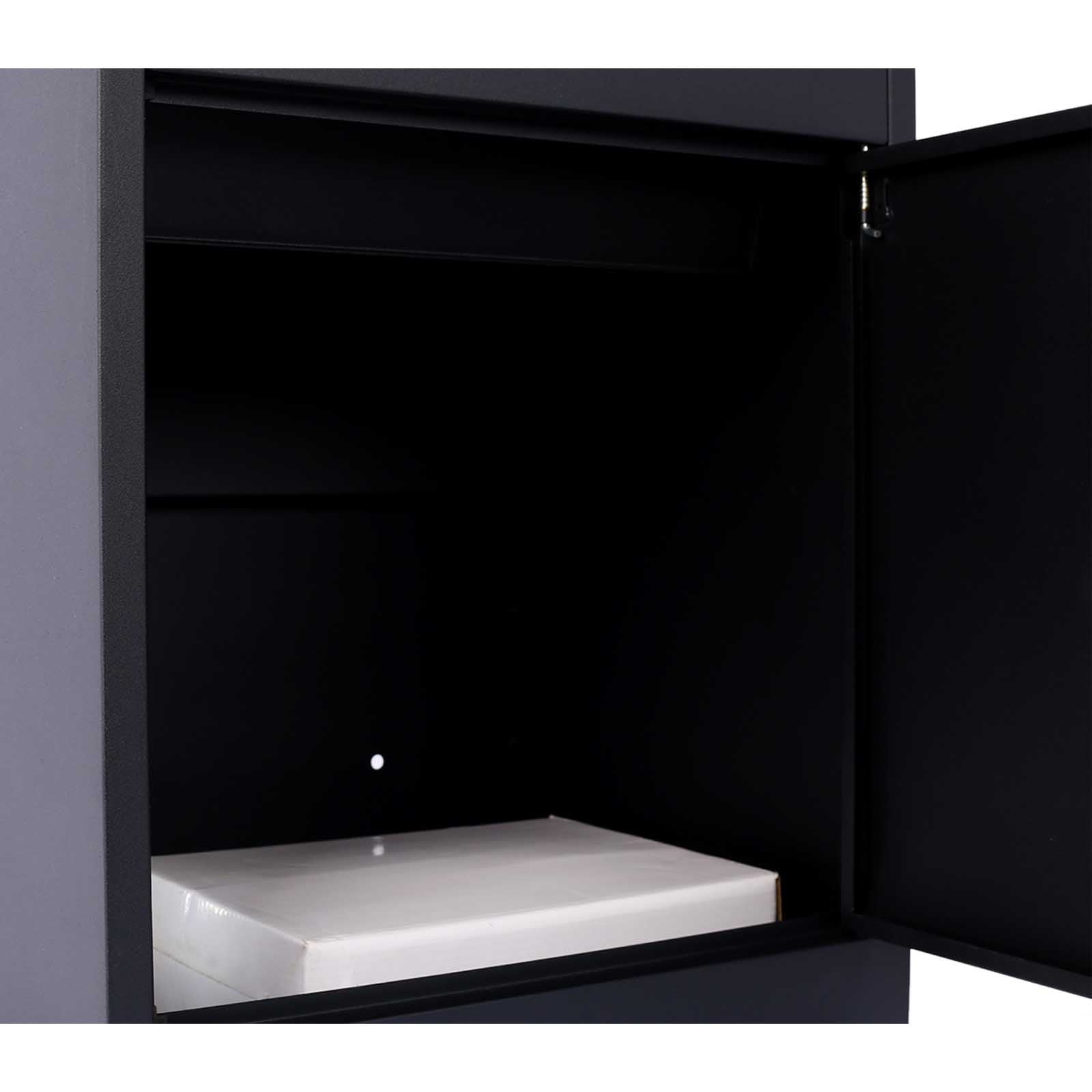 BARONAGE Package Delivery Boxes for Outside,Galvanized Steel Parcel Mailbox, Extra Large Mailbox, Wall Mounted Lockable Anti-Theft for Outdoor Porch,Curbside, Black