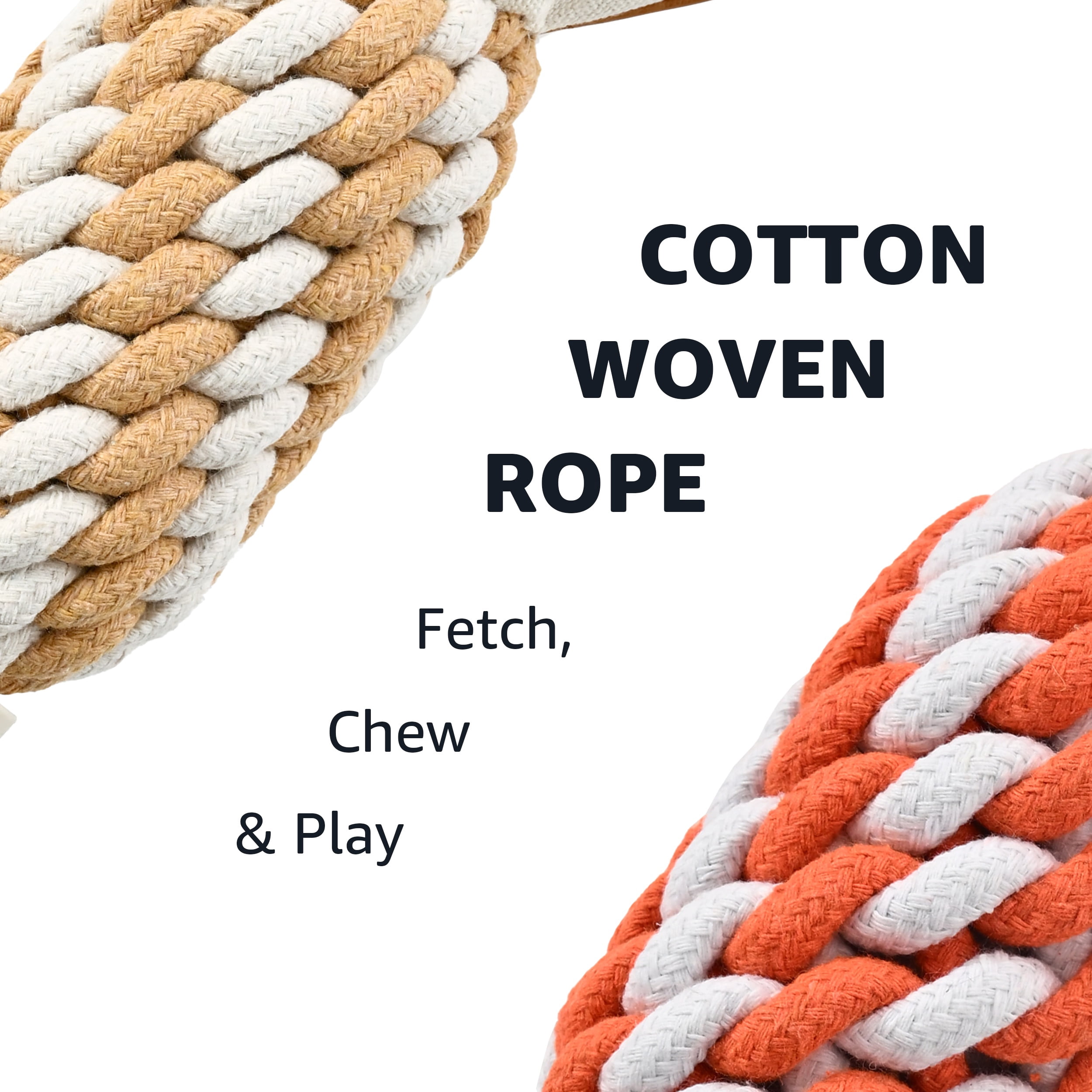 Max & Marlow Dog Chew Toys, Cotton Rope Fox Toys with Built-in Large Squeaker and Nylon Bone, 2 Pack