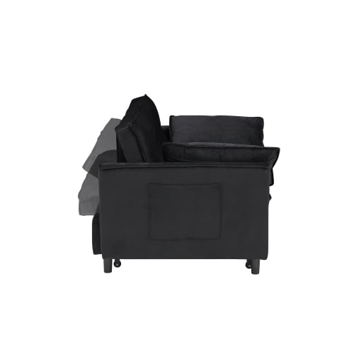 Cozynest 55 Inch Convertible Velvet Sofa Bed 2 Seat Loveseat with Side Pockets for Small Spaces Living Room Bedroom Apartment Guest Room