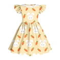 thumbnail image 3 of Mitankcoo Girls Easter Dresses Cute Print Flutter Sleeve Crew Neck A-Line Dress for Daily Fashion Wear 3-14Y, 3 of 7