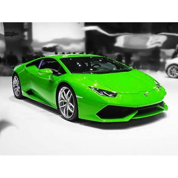 Iconic Arts Laminated 32x24 inches Poster: Auto Lamborghini Autosalon Geneva Green