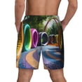 thumbnail image 4 of Uemuo Colorful Tire Tunnel Park Pattern Mens Swim Trunks Quick Dry Board Shorts with Mesh Lining, Stretch Beach Shorts Quick Dry No-Chafing Board Shorts-Small, 4 of 9