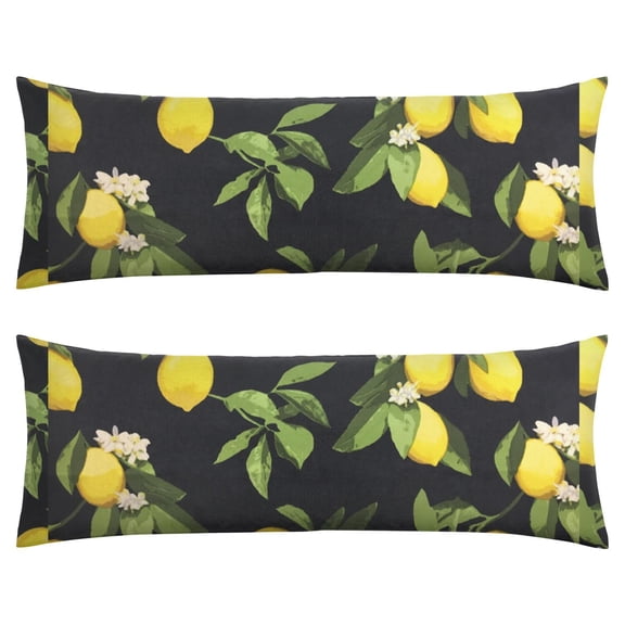 Life is Better with Lemons Body Pillow Cover 20x54 - Retro Bright Yellow Fruit Design Breathable Pillow Case with Hidden Zipper
